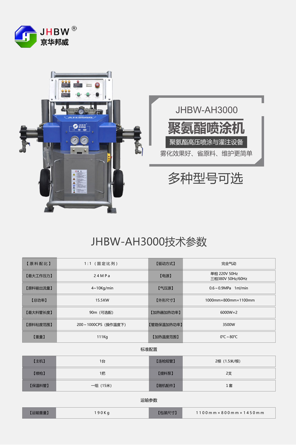 JHBW-AH3000聚氨酯噴涂設備